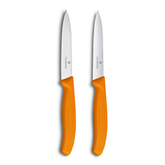 VICTORINOX SWISS CLASSIC PARING KNIVES 1 WAVY EDGE + 1 NORMAL EDGE, ORANGE - 10 CM - Mabrook Hotel Supplies