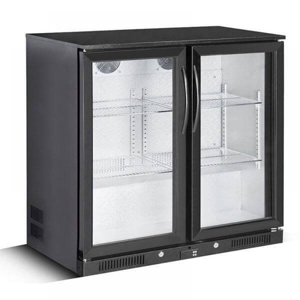 Double Door Black Back Bar Cooler. - Mabrook Hotel Supplies