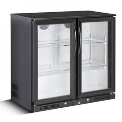Double Door Black Back Bar Cooler. - Mabrook Hotel Supplies