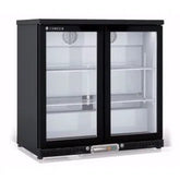 2 HINGED DOORS BACK-BAR DISPLAY COOLER STAINLESS EXT WITH 2 SHELVES. - Mabrook Hotel Supplies