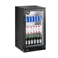 88 Ltr 1 Door Black Back Bar Cooler with Black Arc Handle. - Mabrook Hotel Supplies