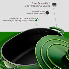 LAVA DOKUM OVAL TENCERE DOKUM DEMIR KAPAK EXPERIENCE MAJOLIK SERISI OLCU 24X33CM. - Mabrook Hotel Supplies