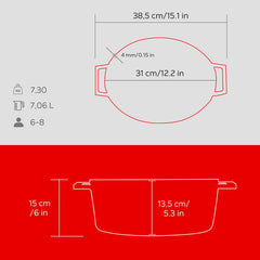 LAVA CAST IRON OVAL CASSEROLE. TRENDY, 25X31CM - Mabrook Hotel Supplies