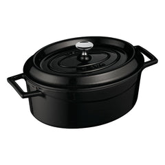LAVA CAST IRON OVAL CASSEROLE. TRENDY, 25X31CM, BLACK COLOR. - Mabrook Hotel Supplies