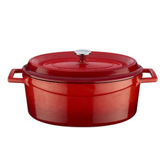 LAVA CAST IRON OVAL CASSEROLE. TRENDY, 25X31CM, RED COLOR - Mabrook Hotel Supplies