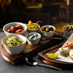 CHURCHILL STONECAST WHITE SPECKLE X-SQUARED SAUCE DISH; CAPACITY: 3OZ. - Mabrook Hotel Supplies