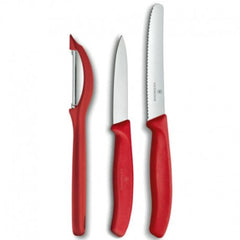 VICTORINOX SWISS CLASSIC PARING KNIFE SET WITH PEELER 3 PIECES - RED - Mabrook Hotel Supplies