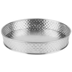 ROUND DINER PLATTER. STAINLESS STEEL CONSTRUCTION WITH BRICK PATTERN TEXTURE. 21 X4 CM. - Mabrook Hotel Supplies