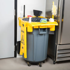 RUBBERMAID, MULTILINGUAL WET FLOOR CAUTION SIGN - YELLOW - Mabrook Hotel Supplies