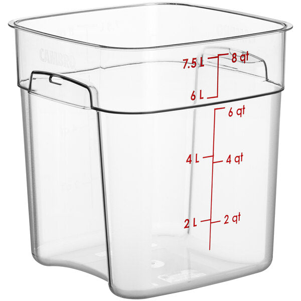 CAMBRO, POLYCARBONATE FOOD STORAGE SQUARE CONTAINER - RED 8 QT - Mabrook Hotel Supplies