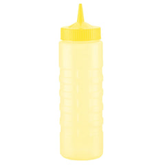 "COLOR MATE SQUEEZE BOTTLE DISPENSER, 24oz, WIDE MOUTH, STANDARD CAP, MOULDED IN OUNCE MARKING, POLYETHYLENE, YELLOW BOTTLE" - Mabrook Hotel Supplies