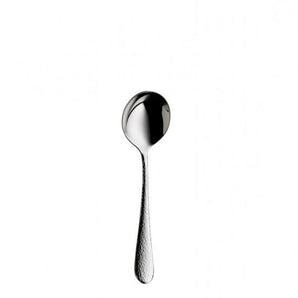 Soup/cream spoon Sitello, stainless 18/10 polished, hammered length 6 3/4 in. - Mabrook Hotel Supplies