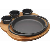 LAVA ROUND DISH AND WOODEN PLATTER WITHOUT SAUCE CUPS - š?20 CM - Mabrook Hotel Supplies