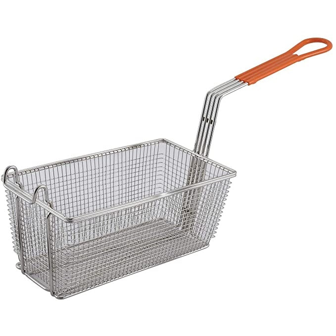 "WIRE FRY BASKET 12-7/8X6-1/2X5-3/8"" RED HANDLE" - Mabrook Hotel Supplies
