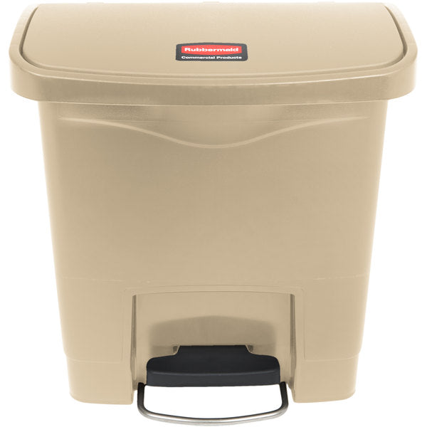 RUBBERMAID STREAMLINE® 4 GAL STEP-ON RESIN FRONT STEP BEIGE - Mabrook Hotel Supplies