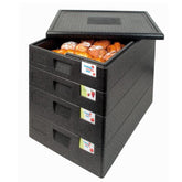 SALTO THERMO FUTURE BOX, 60X40,WITHOUT LID(LID CODE: 12693),COLOR: BLACK, CAPACITY: 32 L, WITH ERGONOMIC HANDLES AND SPACE FOR LABEL SYSTEM. INSIDE DIM: 625X425X120 MM, OUTSIDE DIM: 685X485X165 MM. - Mabrook Hotel Supplies