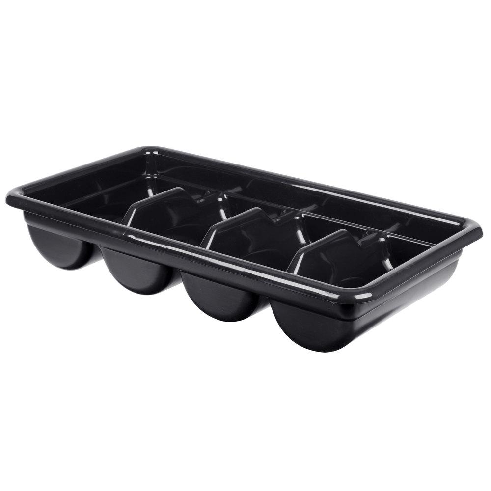 CAMBRO 1120CBP110 BLACK POLY CAMBOX FOUR COMPARTMENT CUTLERY BUS BOX - Mabrook Hotel Supplies