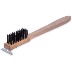 WOOD HANDLE SCRAPER WITH CARBON STEEL BRISTLES DIM-BRUSH SIZE:13.97CM, OVERALL LENGTH:50.80CM, WIDTH:6.35CM - Mabrook Hotel Supplies