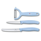 VICTORINOX PARING KNIFE SET WITH PEELER, 3 PIECES - LIGHT BLUE - Mabrook Hotel Supplies