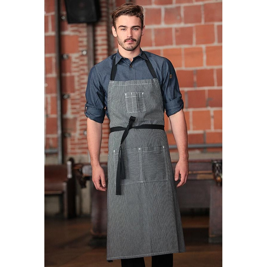 PORTLAND DENIM STRIPE CHEF APRON,COLOR:INDIGO BLUE - Mabrook Hotel Supplies