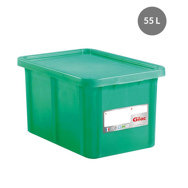 "RECTANGULAR CONTAINER WITH LID, COLOR: GREEN, CAPACITY: 55 L" - Mabrook Hotel Supplies