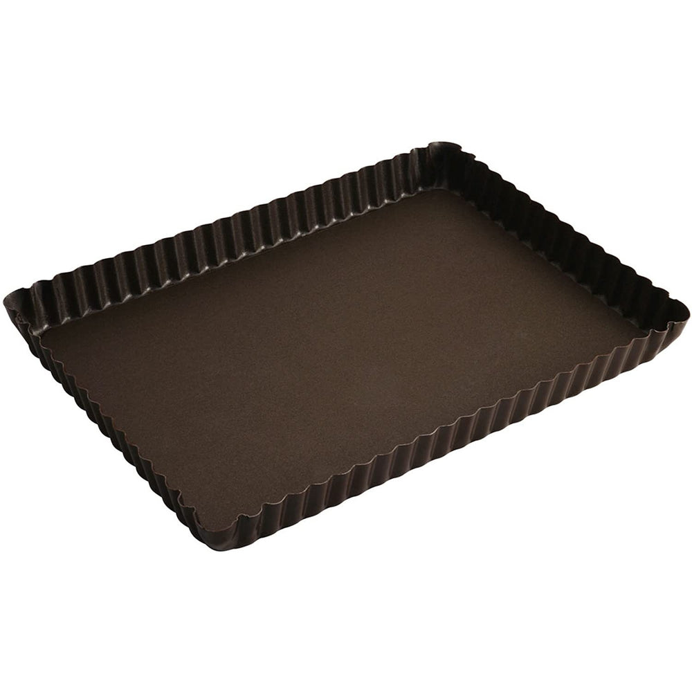 RECTANGULAR TART MOULD - FLUTED EDGES - FIXED BOTTOM - NON S - Mabrook Hotel Supplies