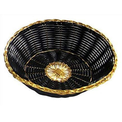 "8X2.5"" ROUND GOLDEN TRIM BLACK BASKET" - Mabrook Hotel Supplies