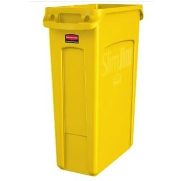 Rubbermaid Open Rectangular Slim Trash Can 23 Gal - Yellow - Mabrook Hotel Supplies