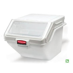 Rubbermaid FG9G5800WHT ProSave 12.6 Gallon / 200 Cup White Shelf Ingredient Storage Bin with Sliding Lid & Scoop - Mabrook Hotel Supplies