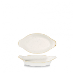 CHURCHILL STONECAST BARLEY WHITE SMALL OVAL EARED DISH - Mabrook Hotel Supplies