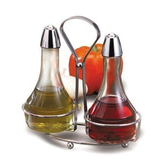 TABLECRAFT OIL & VINEGAR SET WITH CHROME RACK - Mabrook Hotel Supplies