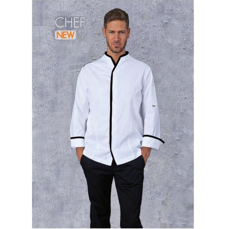 CHEF JACKET WHITE +BLACK - Mabrook Hotel Supplies