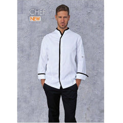 CHEF JACKET WHITE +BLACK - Mabrook Hotel Supplies