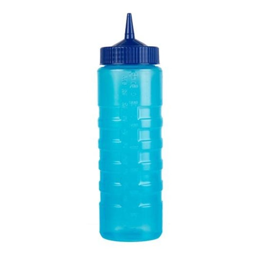 "COLOR MATE SQUEEZE BOTTLE DISPENSER, 24oz, WIDE MOUTH, STANDARD CAP, MOULDED IN OUNCE MARKING, POLYETHYLENE, BLUE BOTTLE" - Mabrook Hotel Supplies