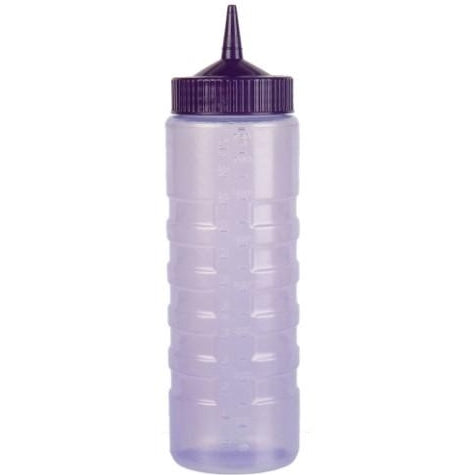 "COLOR MATE SQUEEZE BOTTLE DISPENSER, 24oz, WIDE MOUTH, STANDARD CAP, MOULDED IN OUNCE MARKING, POLYETHYLENE, PURPLE BOTTLE" - Mabrook Hotel Supplies