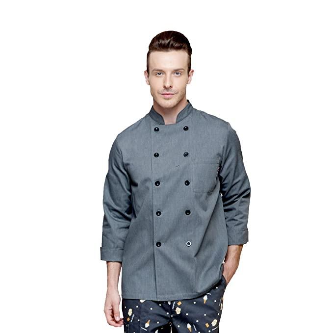 CHEF COATS GRAY .BLACK FLAT BOTTON - Mabrook Hotel Supplies
