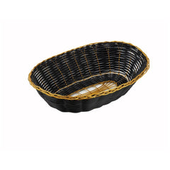 "9X6.25X2.25"" OVAL GOLDEN TRIM BLACK BASKET" - Mabrook Hotel Supplies