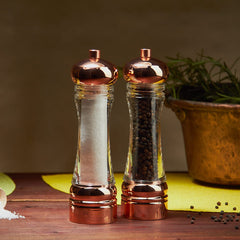 BISETTI SALT MILL BEECH ACRYLIC + TOP COPPER PLATING - Mabrook Hotel Supplies