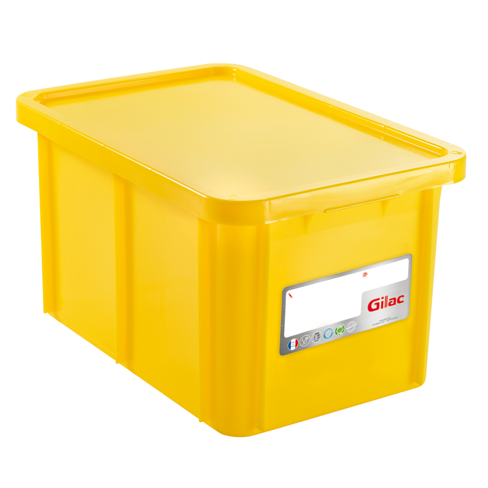 RECTANGULAR CONTAINER WITH LID, COLOR: YELLOW, CAPACITY: 55L - Mabrook Hotel Supplies