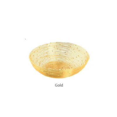 WIRED BREAD BASKET GOLD - 16 CM - Mabrook Hotel Supplies