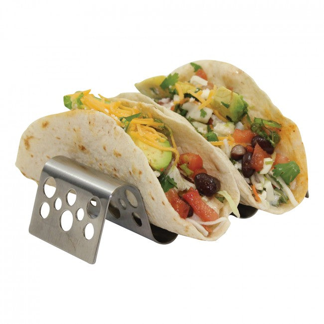 TABLECRAFT TACO TAXI STAINLESS STEEL STAMPED CIRCLES PATTERN TACO HOLDER - Mabrook Hotel Supplies