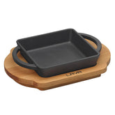 LAVA SQUARE DISH AND WOODEN PLATTER - Mabrook Hotel Supplies