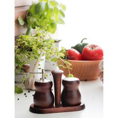 BISETTI PEPPER MILL AND SALT SHAKER SET IN WALNUT WOOD - 10 CM - Mabrook Hotel Supplies