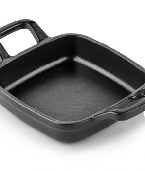 CAST IRON SQUARE PAN, WITH TWO HANDLE, BLACK - 12X12 CM - Mabrook Hotel Supplies