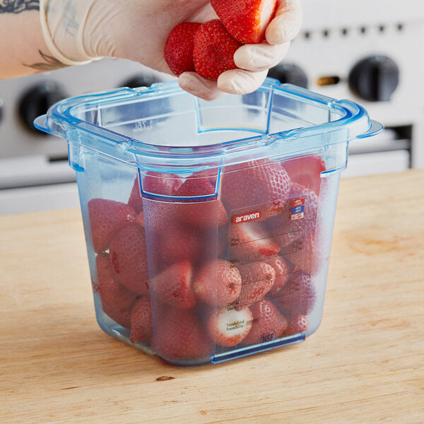 ARAVEN 07798 1/6 SIZE BLUE ABS PLASTIC FOOD PAN - 6" DEEP - Mabrook Hotel Supplies