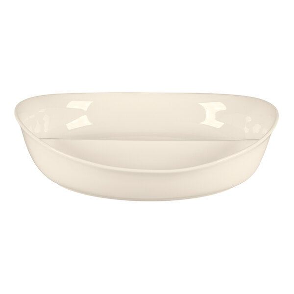 RAK BONE CHINA BRAVURA OVAL DIVIDED SALAD BOWL, IVORY, DIM: 21X16.9X5.2 CM, CAP: 10 OZ - Mabrook Hotel Supplies