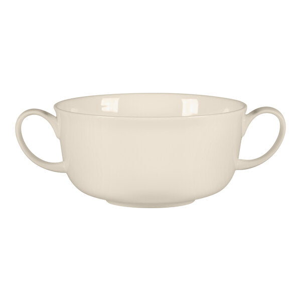 RAK BONE CHINA BRAVURA SOUP CUP WITH 2 HANDLES IVORY 10.8 CM, CAP: 10 OZ. SAUCER CODE: RAK-BCBVSA17 - Mabrook Hotel Supplies