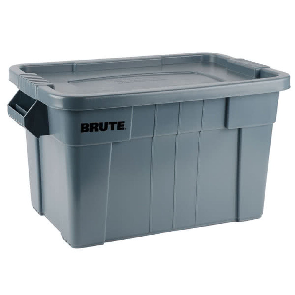 RUBBERMAID BRUTE TOTE WITH COVER 75.5 L, GREY, FG9S3100GRAY, DIA 70X44.1X38.4 CM. - Mabrook Hotel Supplies