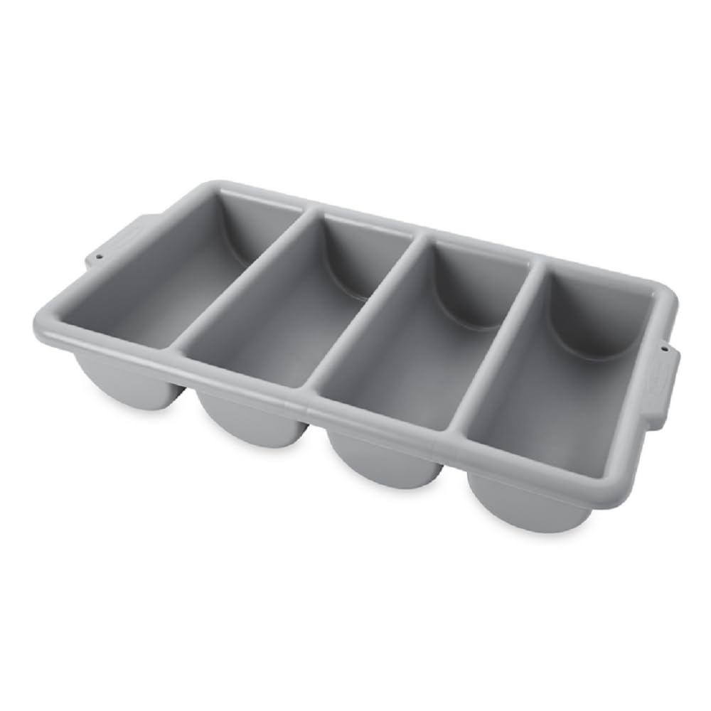 RUBBERMAID COMMERCIAL PRODUCTS 4-COMPARTMENT PLASTIC CUTLERY BIN, 2LB CAPACITY, GRAY, SUPPLIES FOR RESTAURANT/ KITCHEN USE. - Mabrook Hotel Supplies