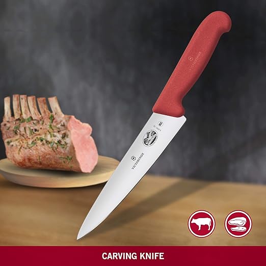VICTORINOX CARVING KNIFE STAINLESS STEEL RED, SIZE: 19 CM. - Mabrook Hotel Supplies